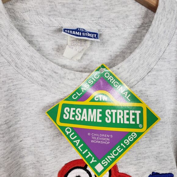 Vtg 90s Elmo Sesame Street Muppets T Shirt XL Blitzz Gray Jim Hensen USA NEW - Picture 4 of 12